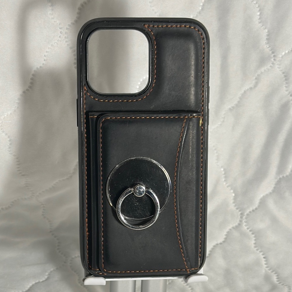 iPhone 14 Pro Max Premium Black Phone Case with Ring Holder
